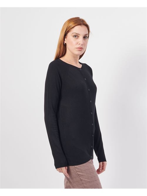 Cardigan MDM avec boutons en viscose mélangée MADEMOISELLE DU MONDE | F74-5058NERO